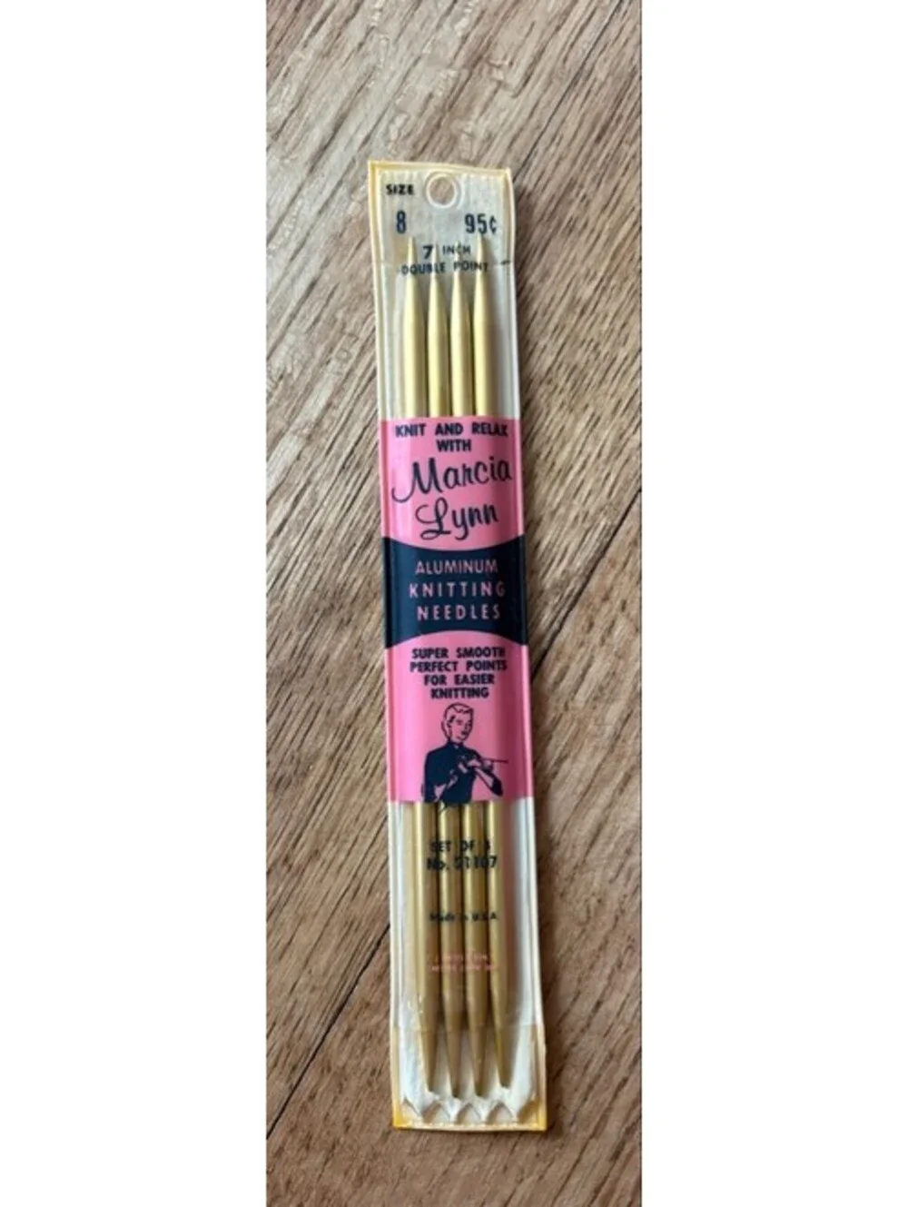 Vintage Marcia Lynn Aluminum Knitting Needles Set Size 8 - 7 Inch Double Point